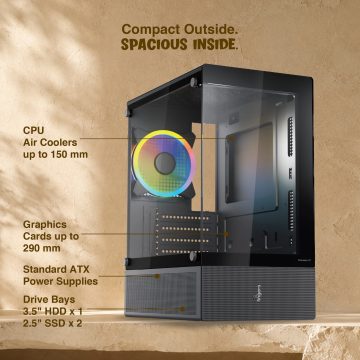 Fingers DeskLeader-C21 - Micro ATX (Black)